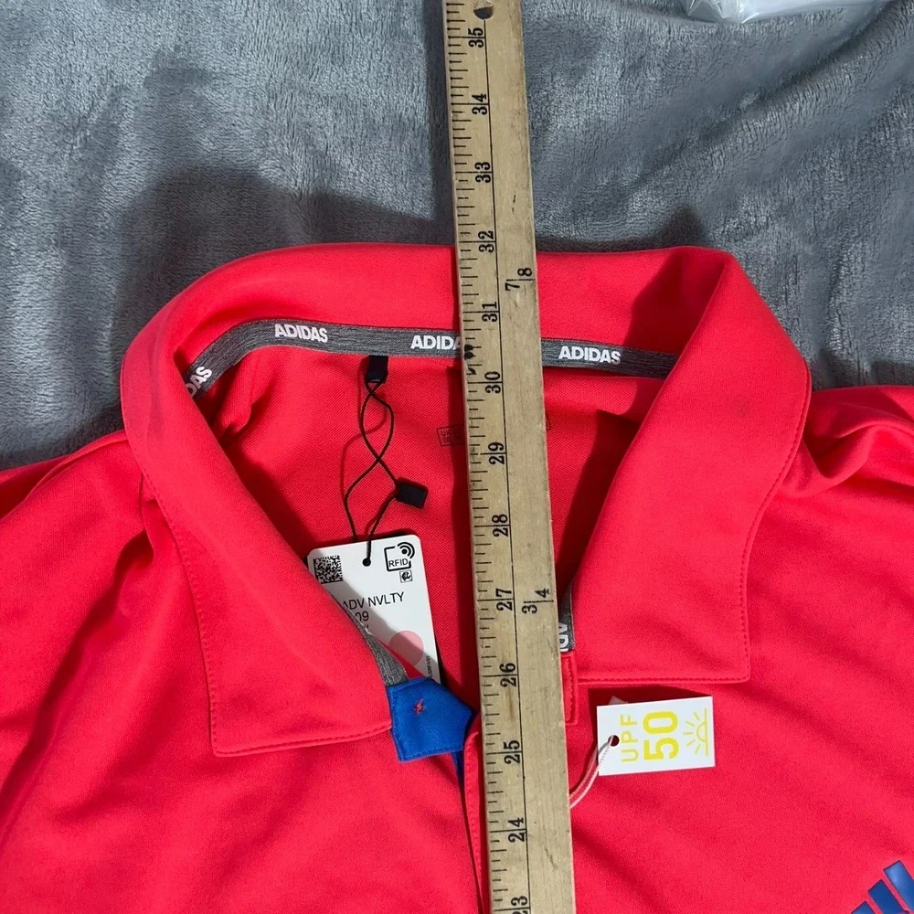 Adidas ADV Novely Golf Polo Shirt Mens 2XL New Pink Red UPF 50 Stretch